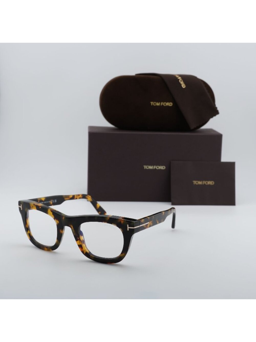 Tom Ford FT5872-B 055 Square Eyeglasses 48mm - Havana / Blue Light Block